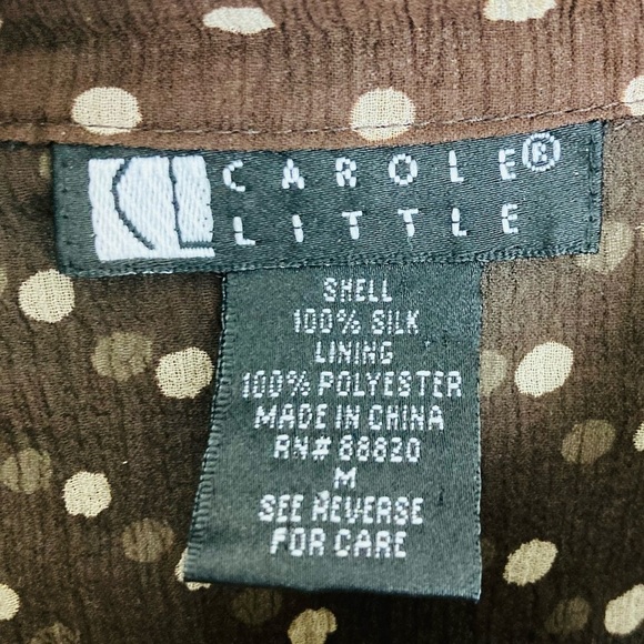 Vintage 90s sheer silk polka dot blouse in chocolate brown. Size medium - Picture 3 of 4